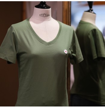 Tee-shirt col V kaki