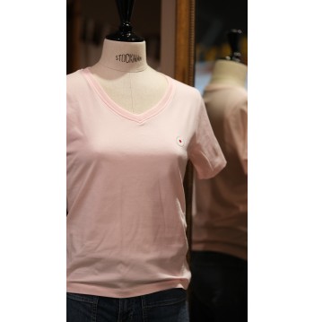 Tee-shirt col V rose