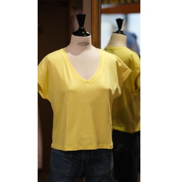 Top col V jaune