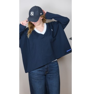 Sweat oversize col V marine