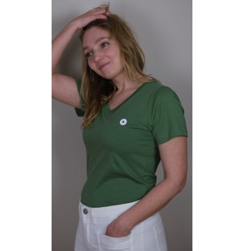 Tee-shirt col V kaki