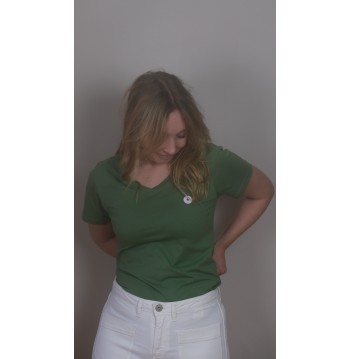 Tee-shirt col V kaki