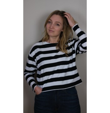 Tee-shirt oversize rayé blanc et noir