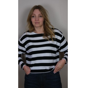 Tee-shirt oversize rayé blanc et noir