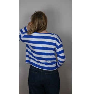 Tee-shirt oversize rayé bleu et blanc