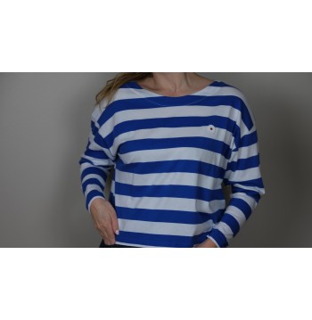 Tee-shirt oversize rayé bleu et blanc