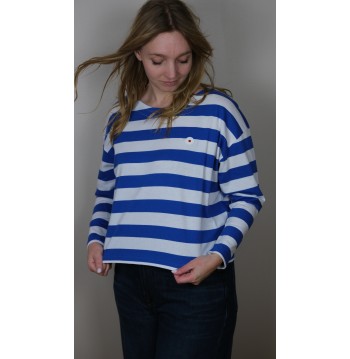 Tee-shirt oversize rayé bleu et blanc