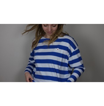 Tee-shirt oversize rayé bleu et blanc